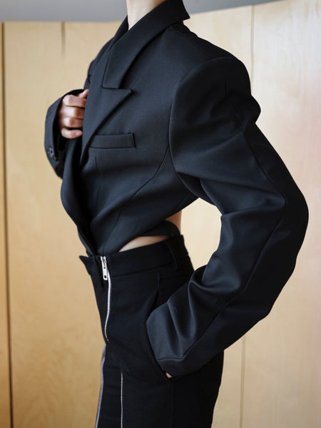 Yaya - Grey Melange Sleeveless Blazer W/Padded Shoulders – The Button Box