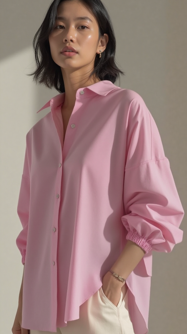 PINK OVERSIZED BUTTON UP SHIRT