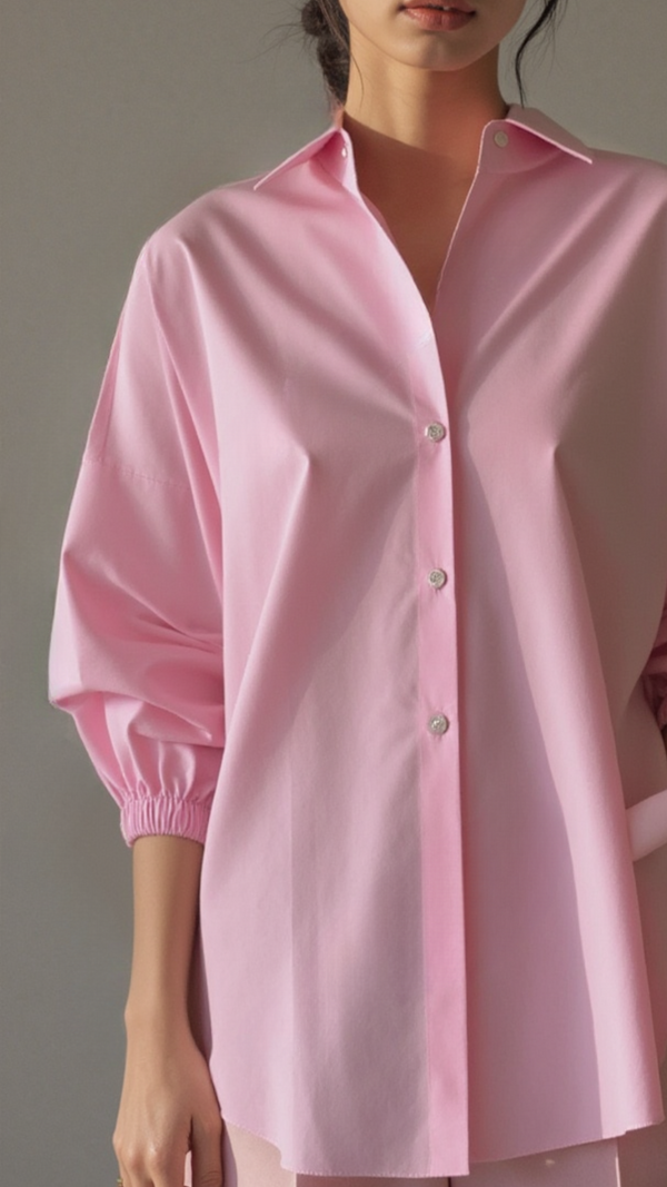 PINK OVERSIZED BUTTON UP SHIRT