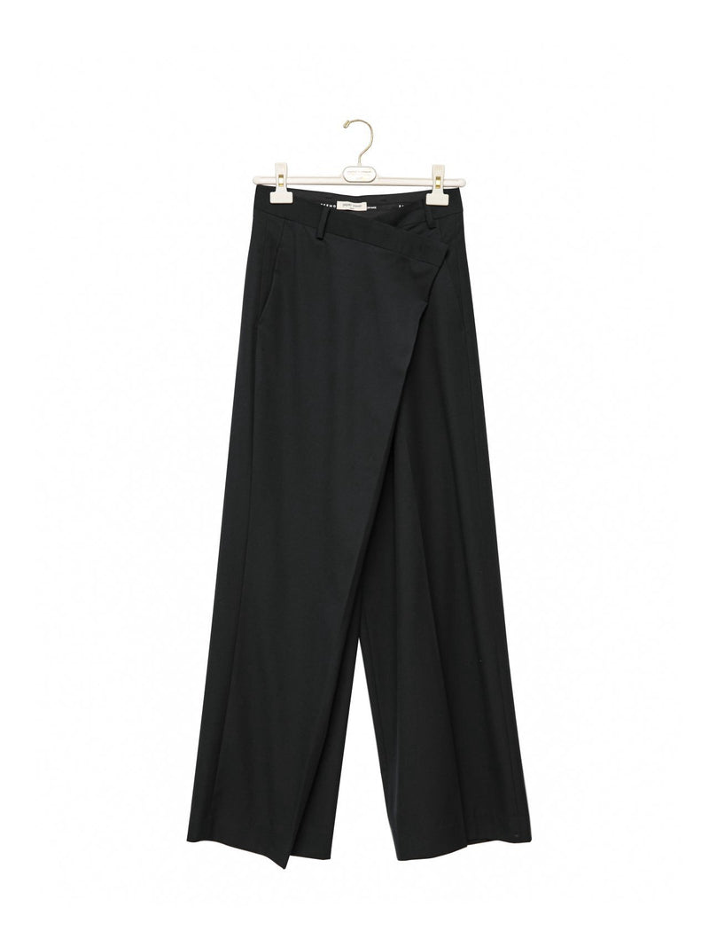 ASYMMETRICAL PIN TUCK WIDE TROUSERS