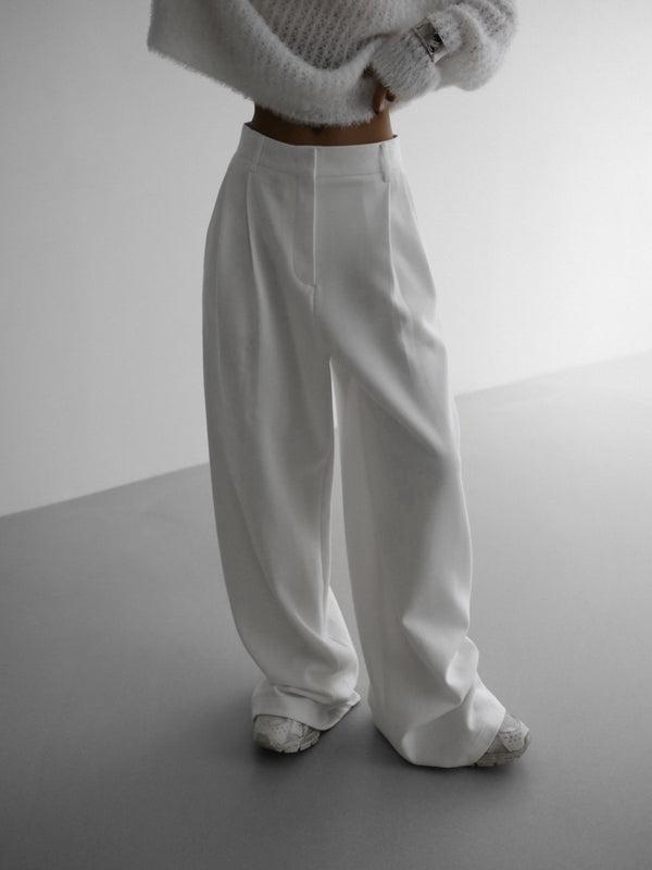 COTTON WIDE PIN-TUCK TROUSERS