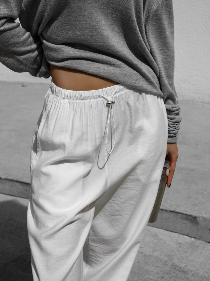 COZY BANDED WIDE TROUSERS