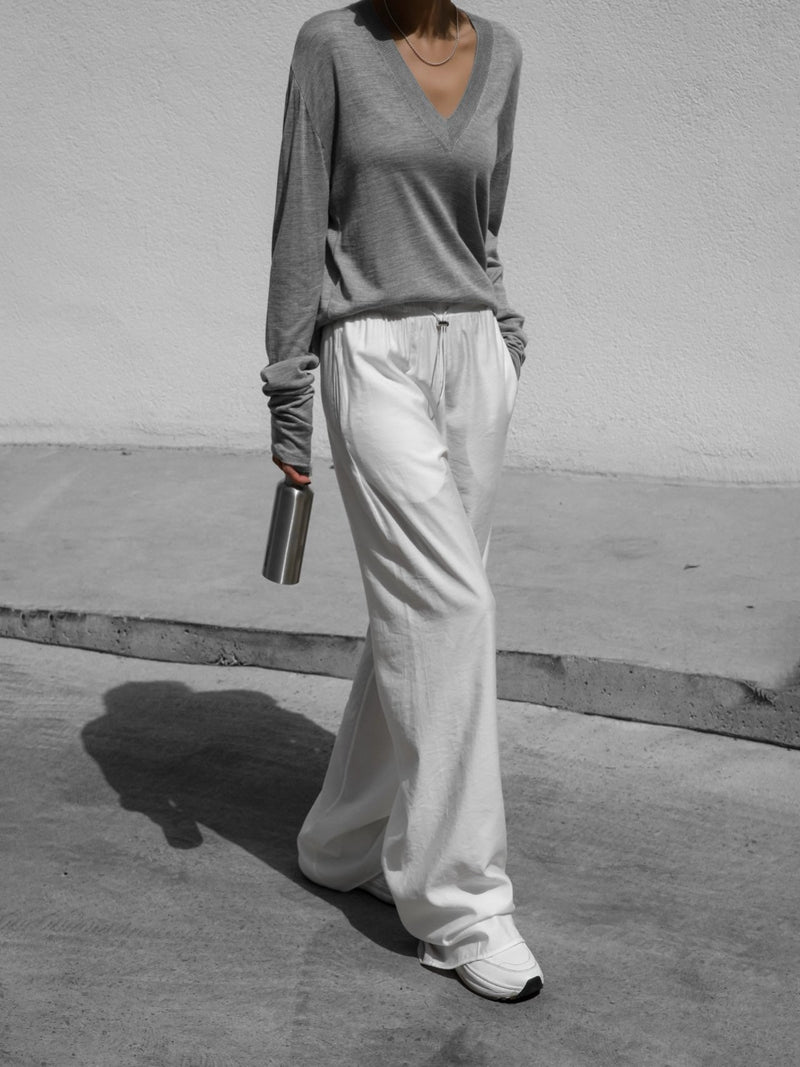 COZY BANDED WIDE TROUSERS