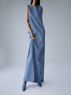 Denim Sleeveless Maxi Dress