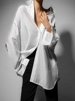 SHEER SILKY BUTTON DOWN SHIRT