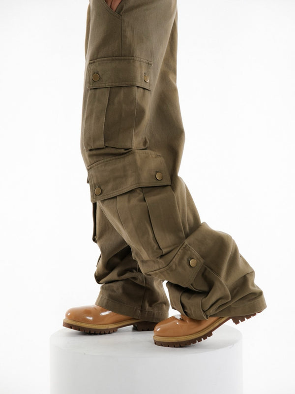 THREE POCKET SNAP BUTTON DETAIL CARGO PANTS