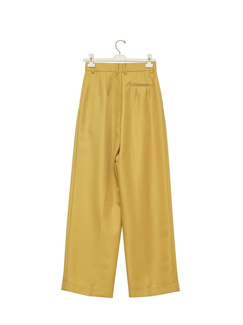 LOW WAISTED DOUBLE PLEATED TWILL TROUSERS