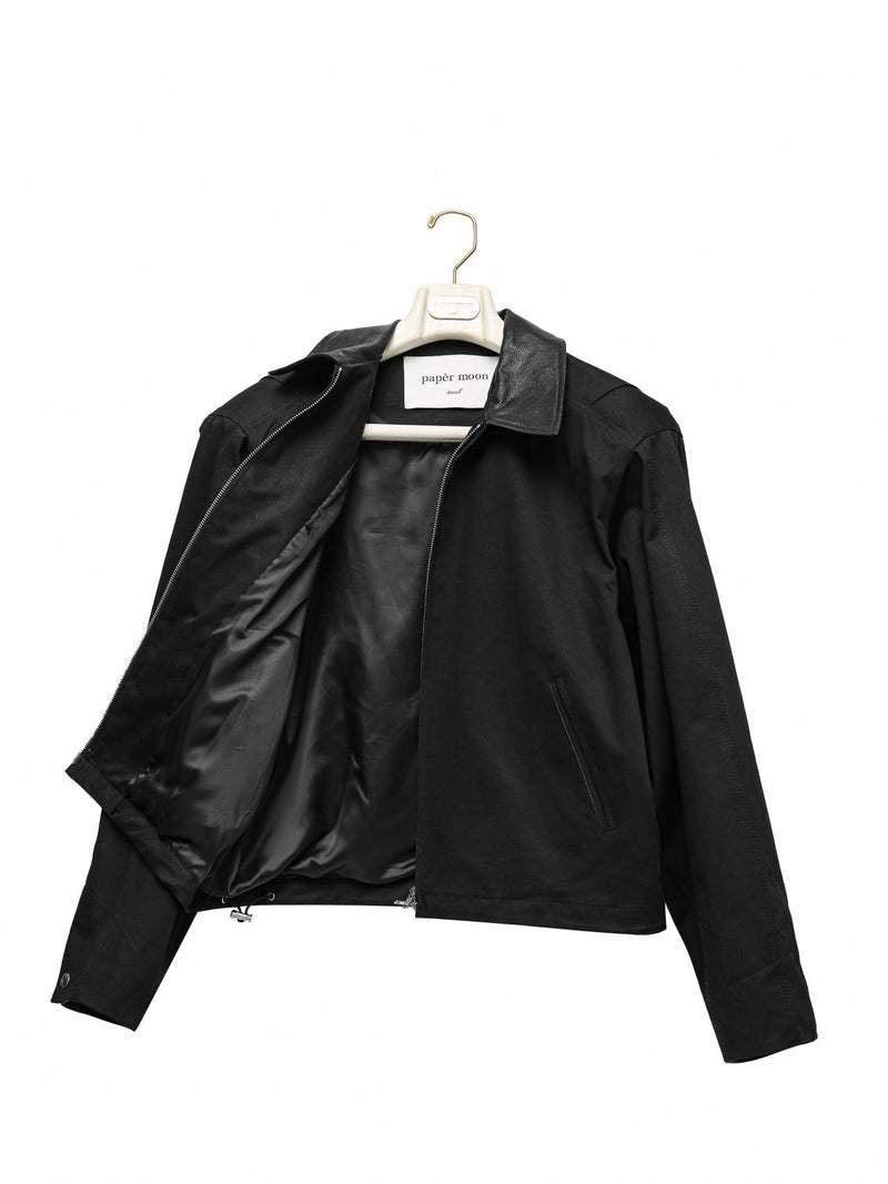 VEGAN LEATHER COLLAR BI-COLOR COTTON BLOUSON