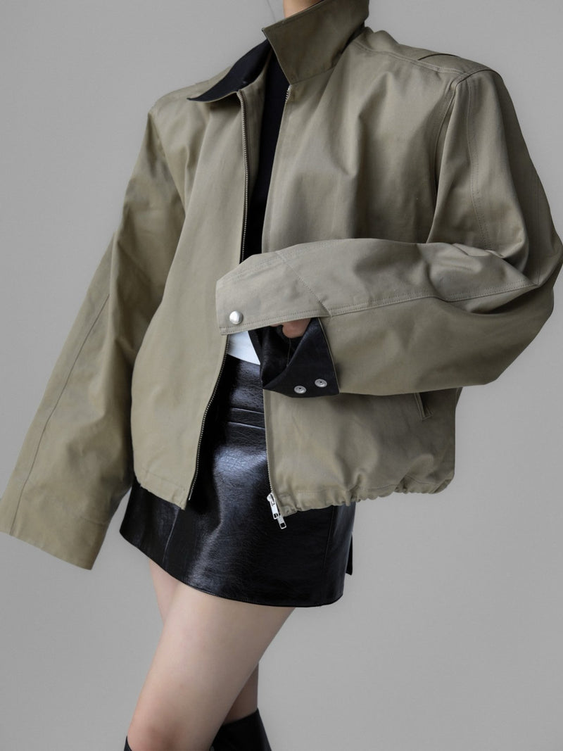 VEGAN LEATHER COLLAR BI-COLOR COTTON BLOUSON