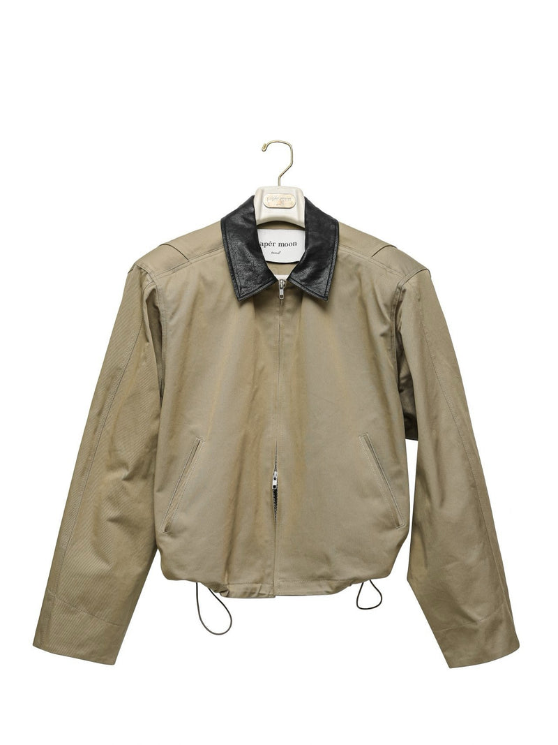 VEGAN LEATHER COLLAR BI-COLOR COTTON BLOUSON