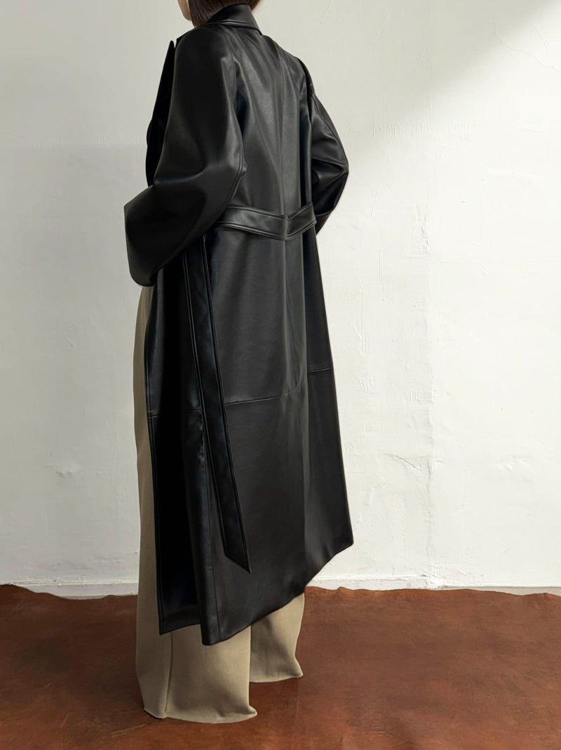 LONG LEATHER TRENCH COAT