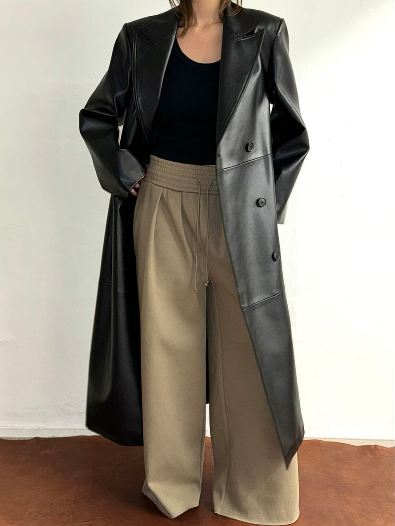 LONG LEATHER TRENCH COAT