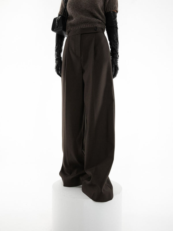 TAILORED CROSSOVER PLEATED SUIT TROUSERS