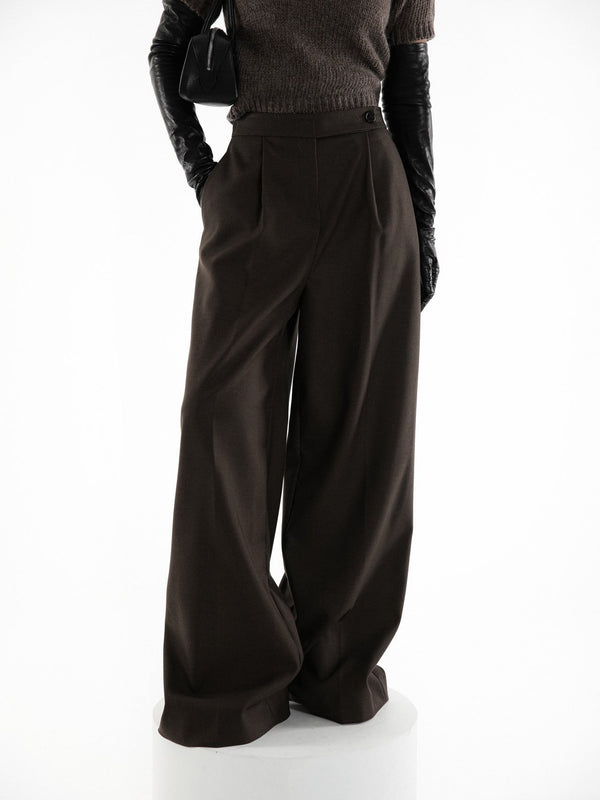 TAILORED CROSSOVER PLEATED SUIT TROUSERS