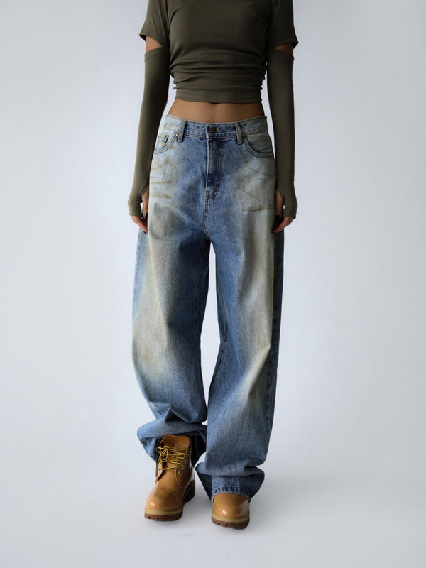 DUSTY MUD WASHED DENIM JEANS