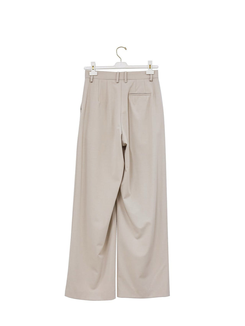 LOW WAISTED DOUBLE PLEATED TWILL TROUSERS