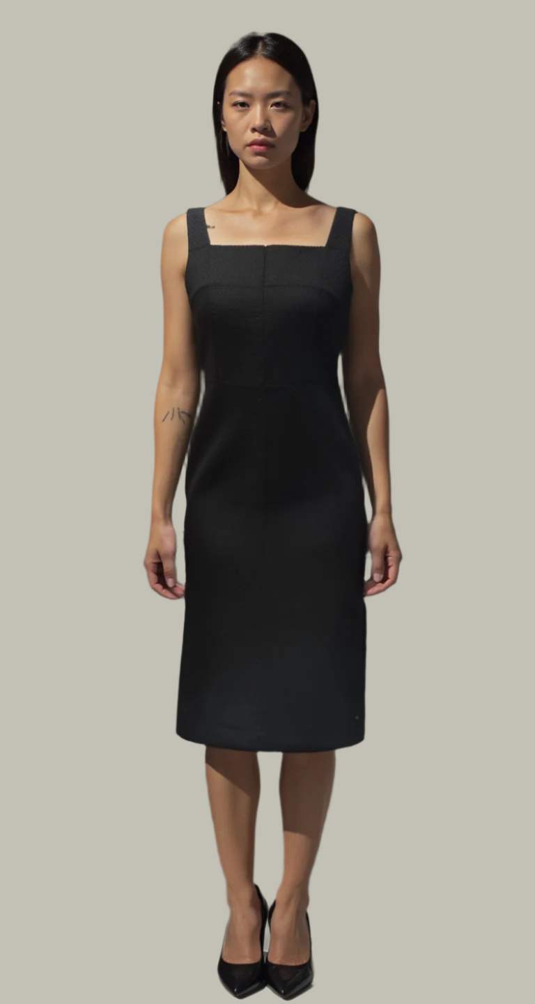 SQUARE NECK MIDI DRESS