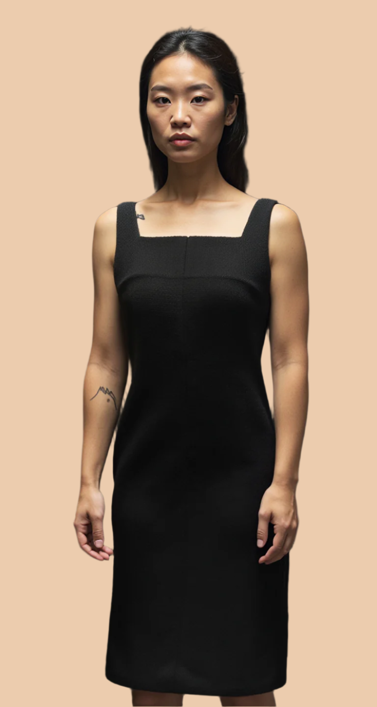 SQUARE NECK MIDI DRESS