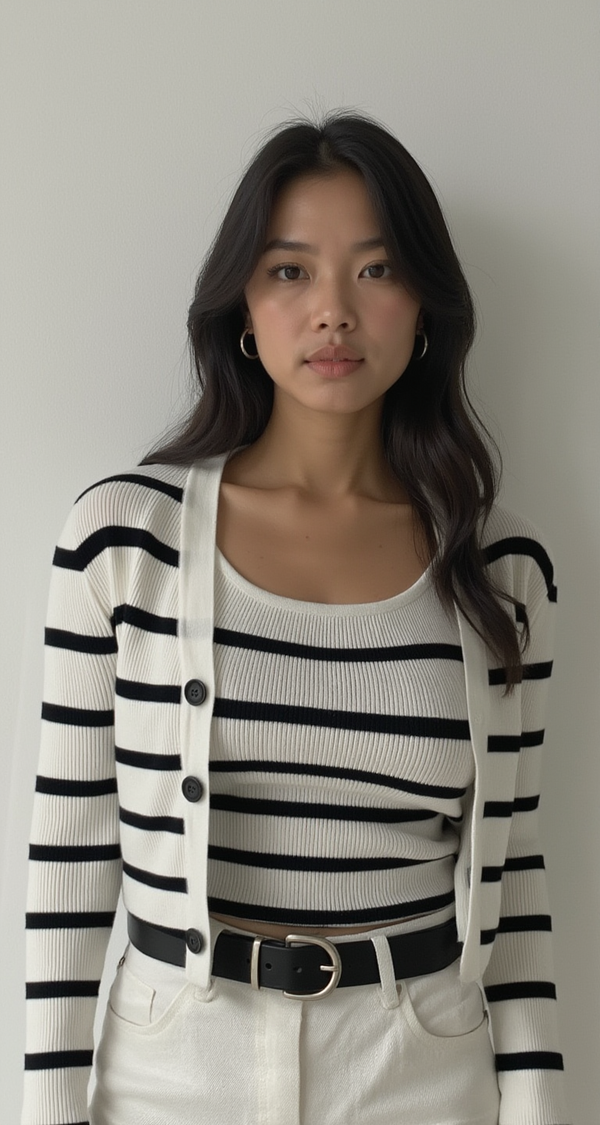 CLASSIC STRIPED KNIT CARDIGAN & TANK SET