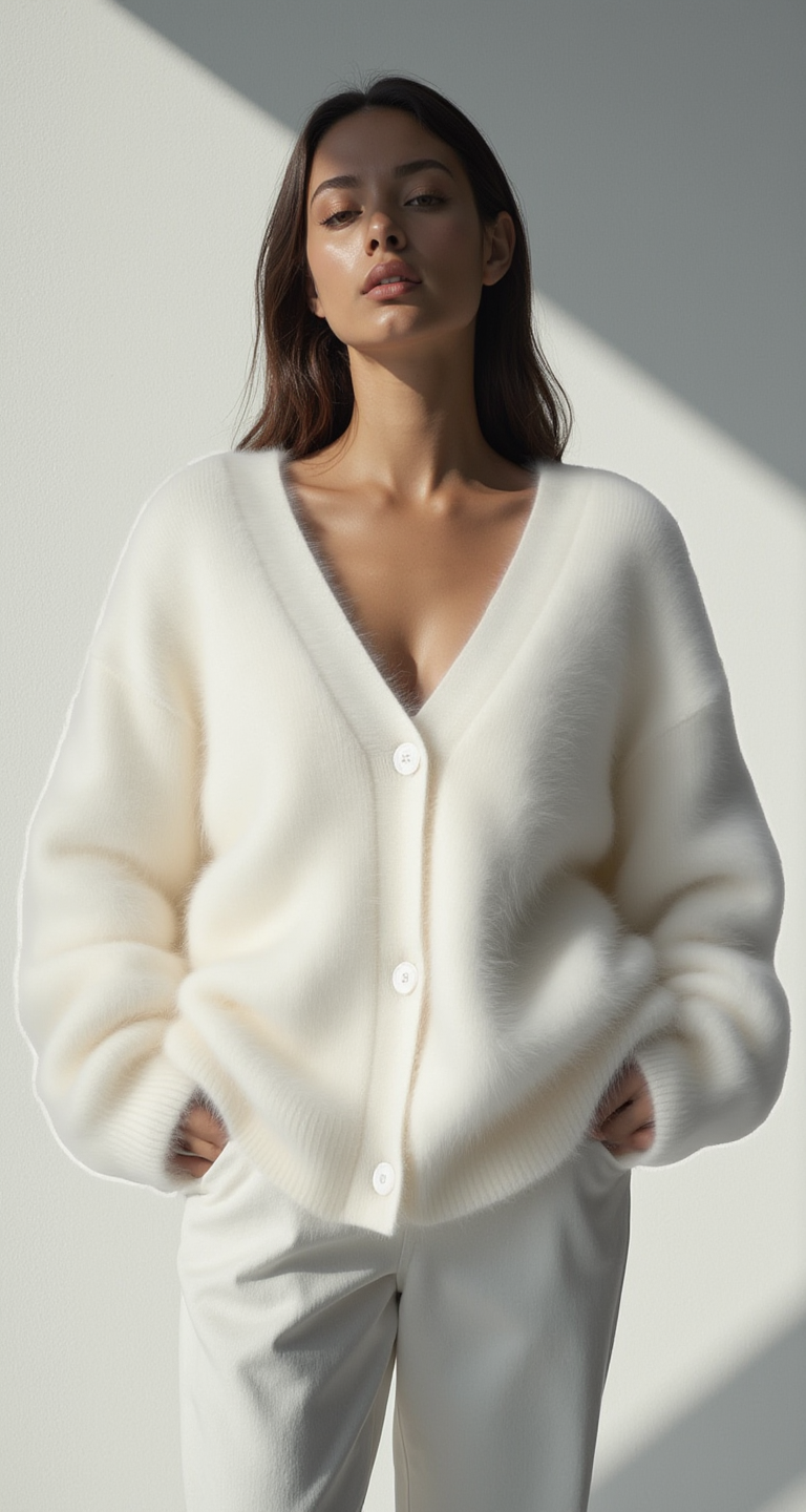 OVERSIZED ANGORA WOOL KNIT CARDIGAN