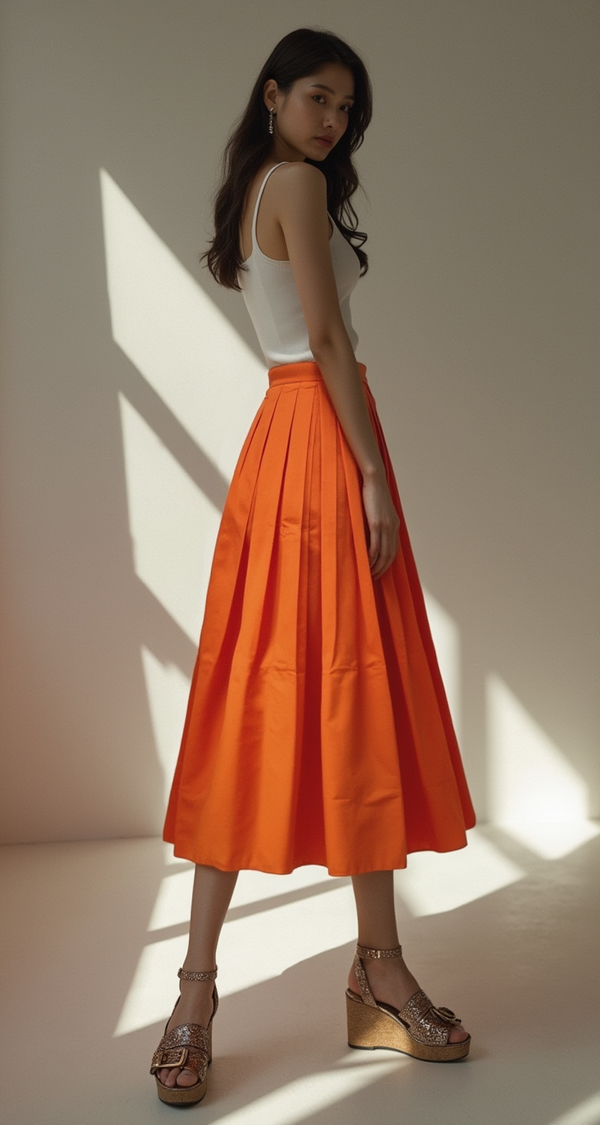 HIGH WAISTED PLEATED VOLUME SKIRT