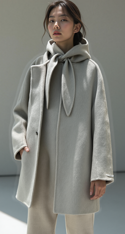 OVERSIZED BOW COLLAR WOOL COAT