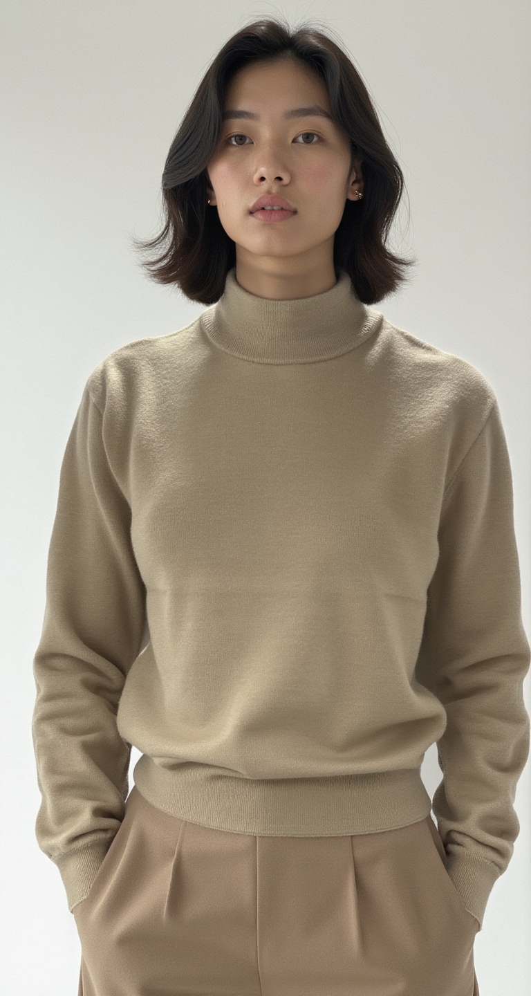 ESSENTIAL RIBBED TURTLENECK SWEATER