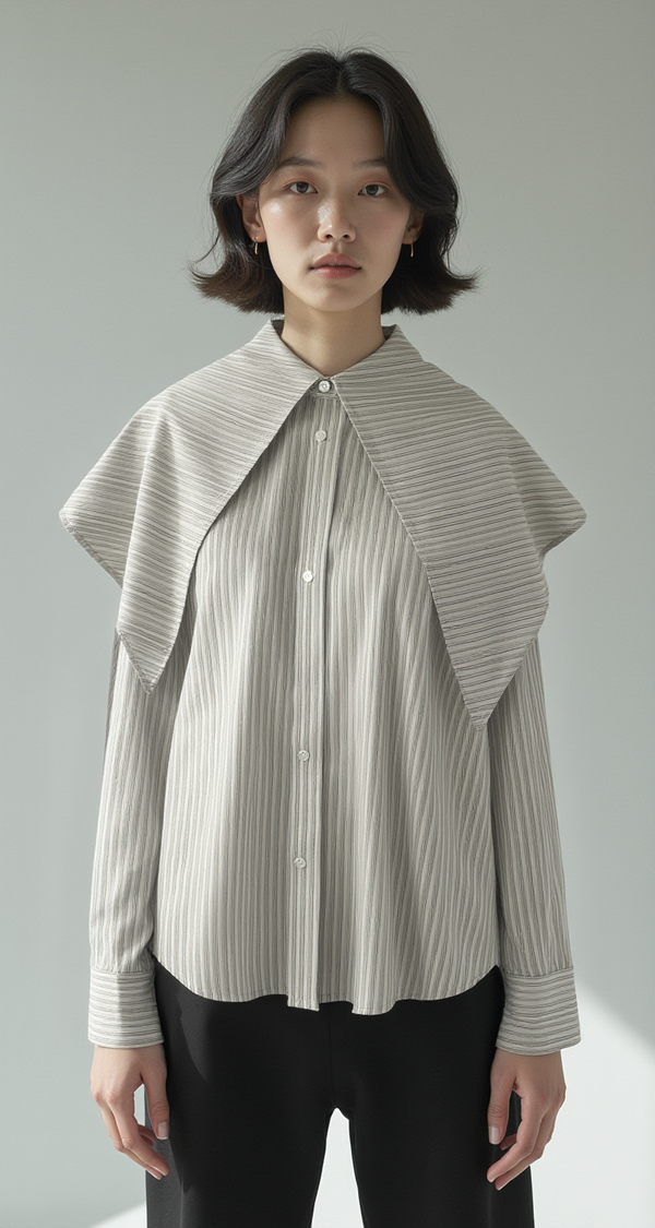 OVERSIZED CAPE COLLAR COTTON BLOUSE