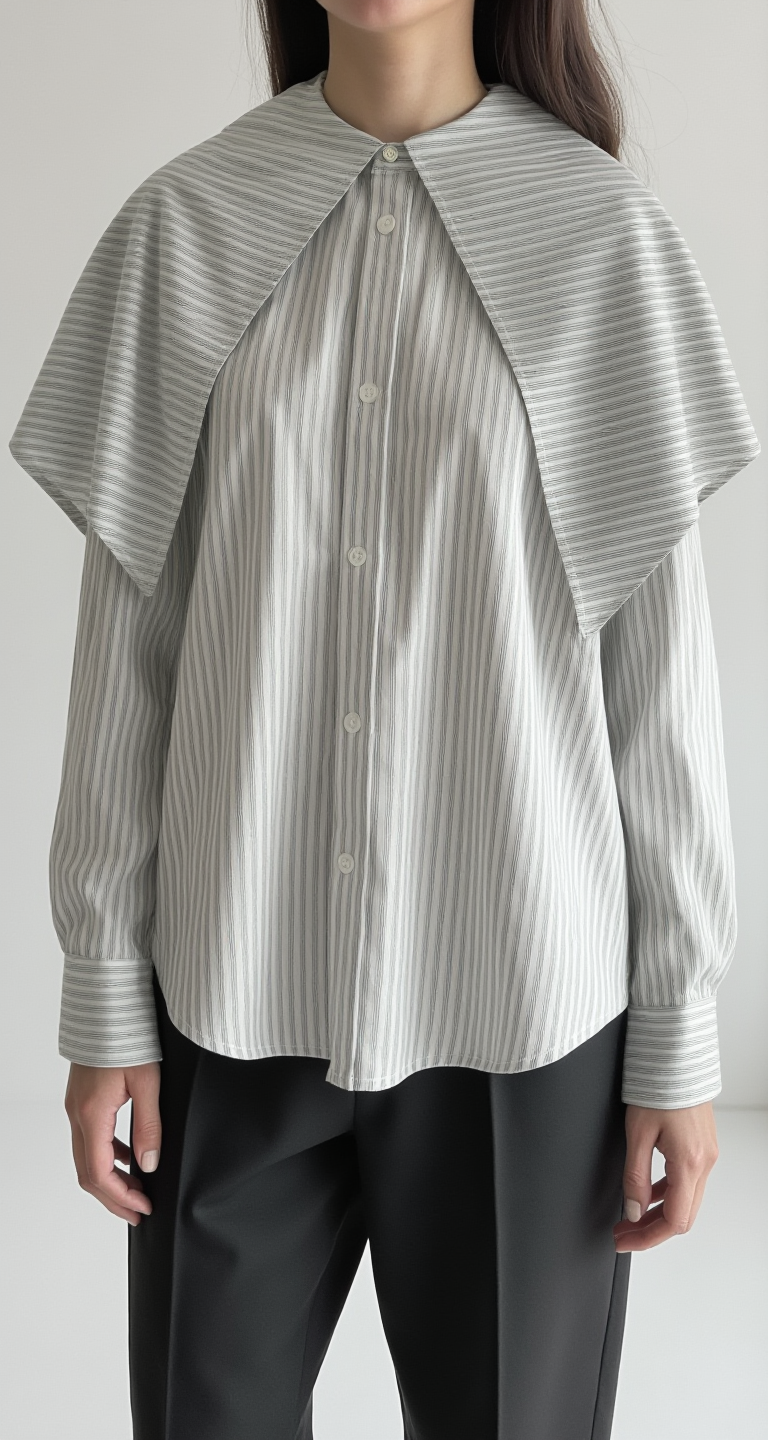 OVERSIZED CAPE COLLAR COTTON BLOUSE