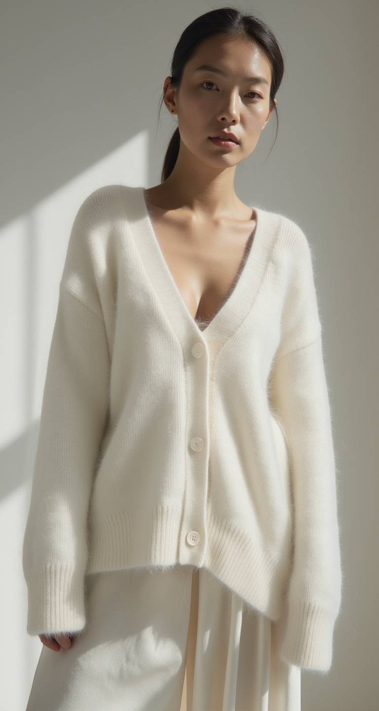 OVERSIZED ANGORA WOOL KNIT CARDIGAN