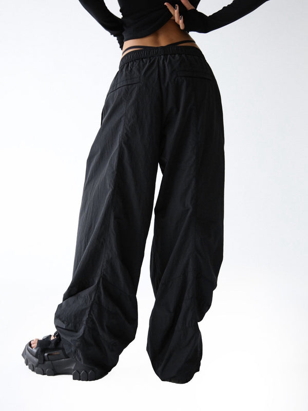 NYLON DRAWSTRING TWIST PATTERN TROUSERS