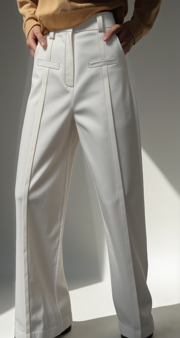 TAILORED COTTON WIDE LEG PANTS