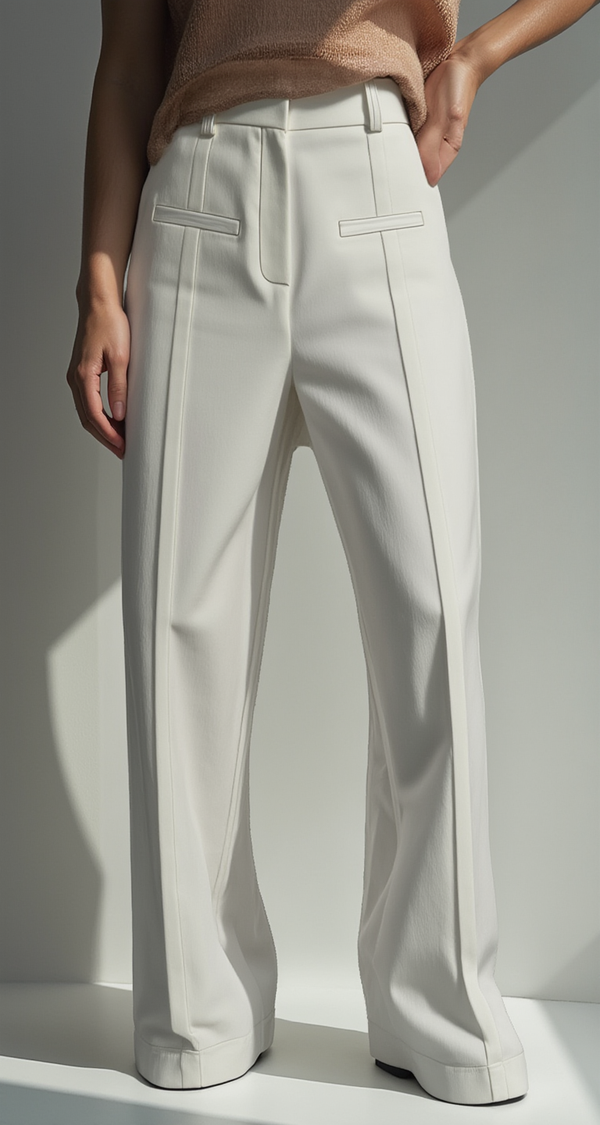 TAILORED COTTON WIDE LEG PANTS