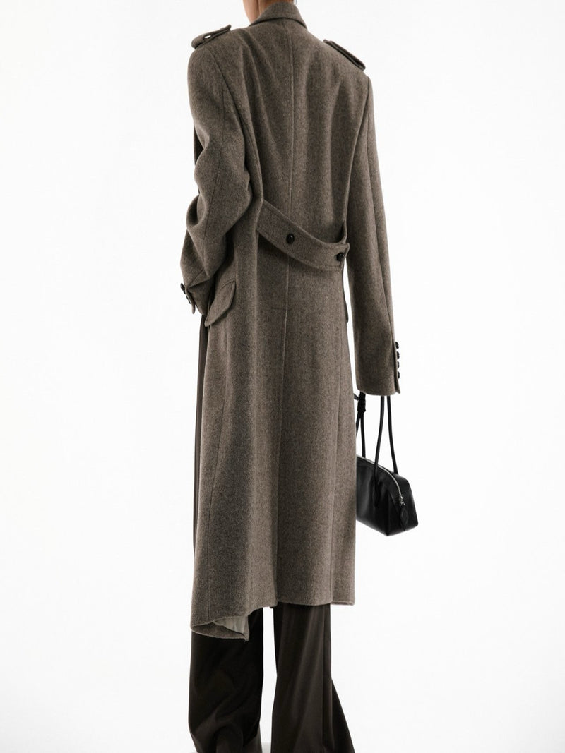 OVERSIZED HERRINGBONE WOOL DOUBLE BREASTED COAT