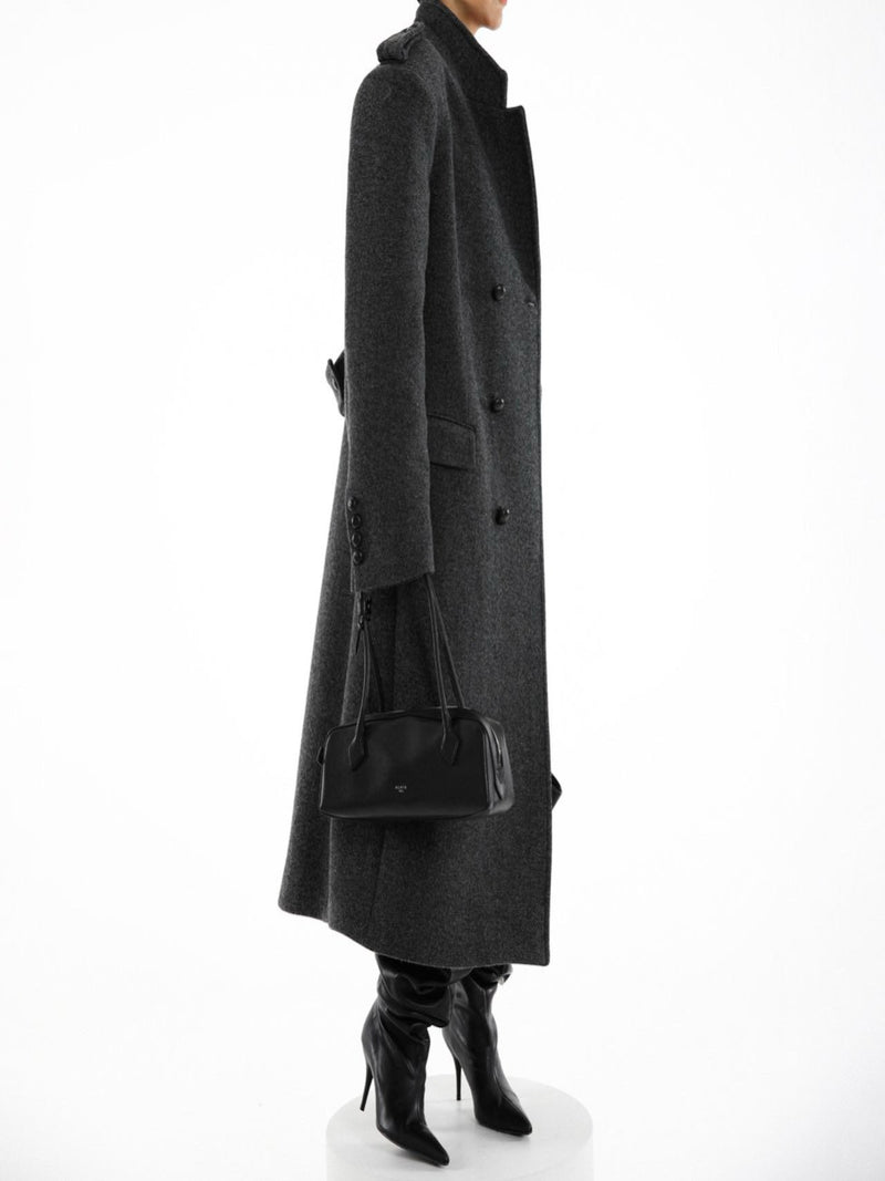 OVERSIZED HERRINGBONE WOOL DOUBLE BREASTED COAT