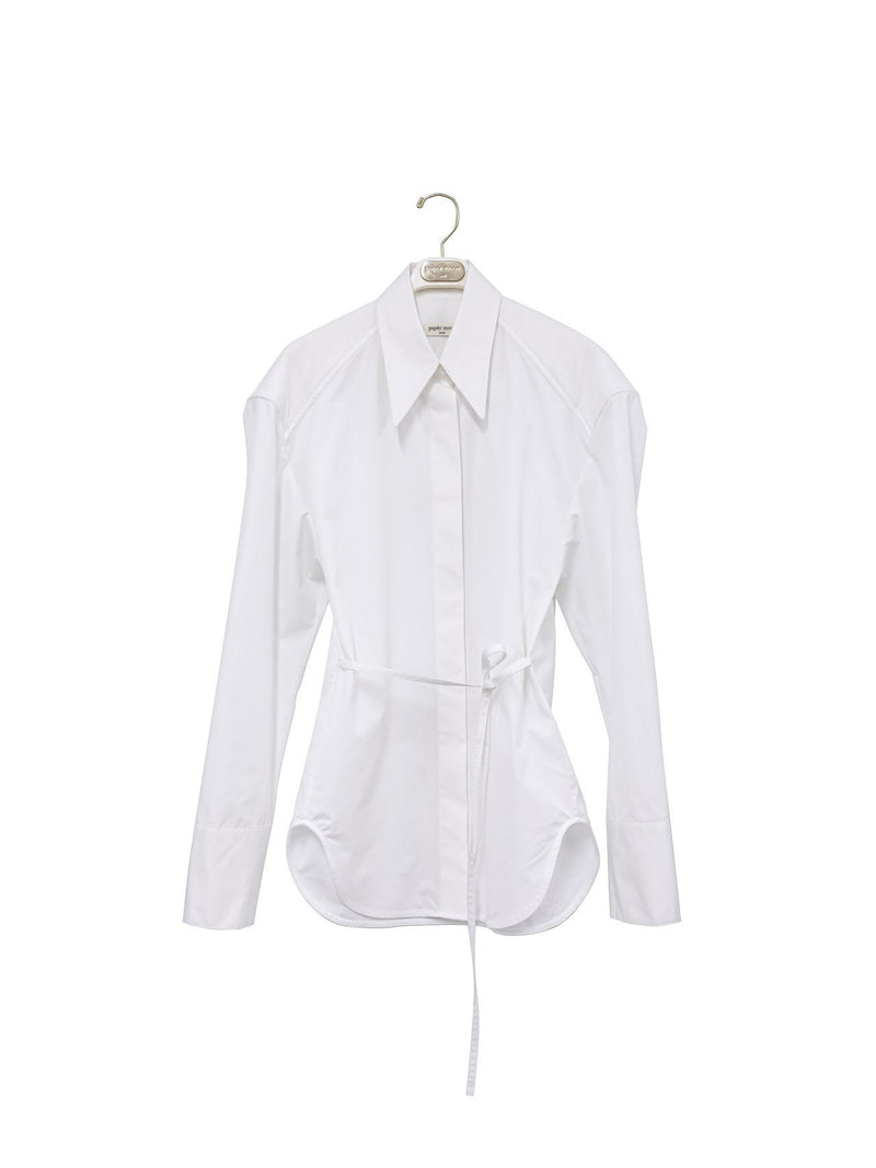 PADDED SHOULDER BUTTON DOWN COTTON SHIRT