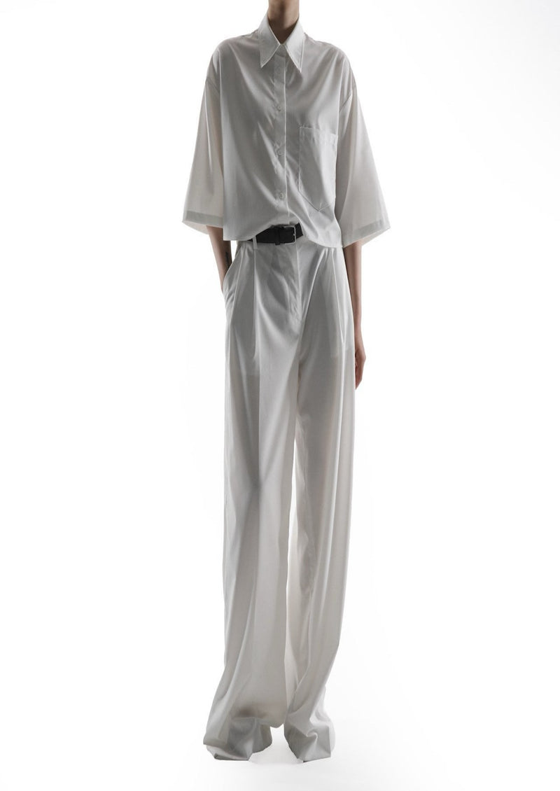 SIDE PLEATED PIN-TUCK WIDE TROUSERS