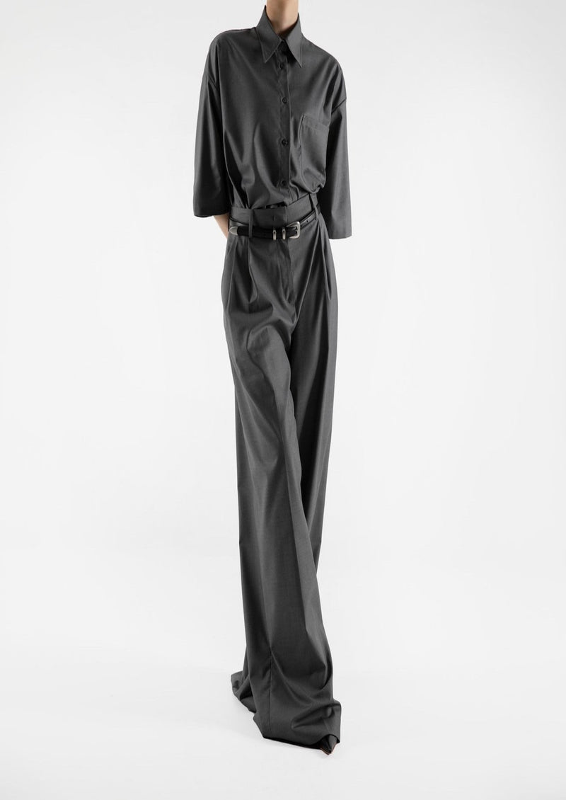 SIDE PLEATED PIN-TUCK WIDE TROUSERS