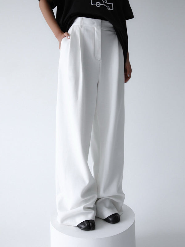 SWEAT WIDE PIN-TUCK TROUSERS