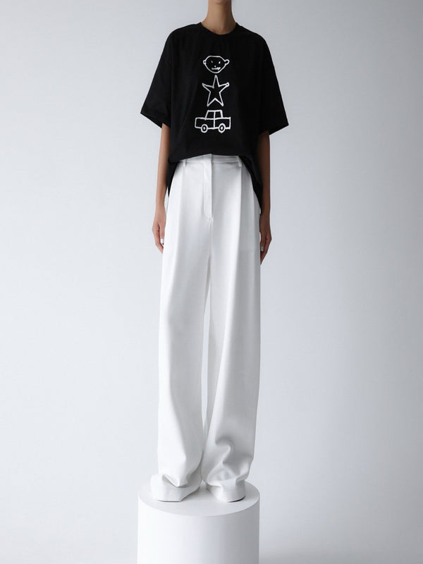 SWEAT WIDE PIN-TUCK TROUSERS