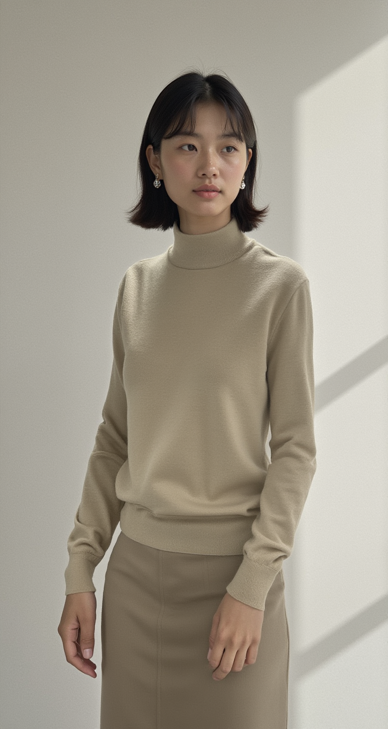 ESSENTIAL RIBBED TURTLENECK SWEATER