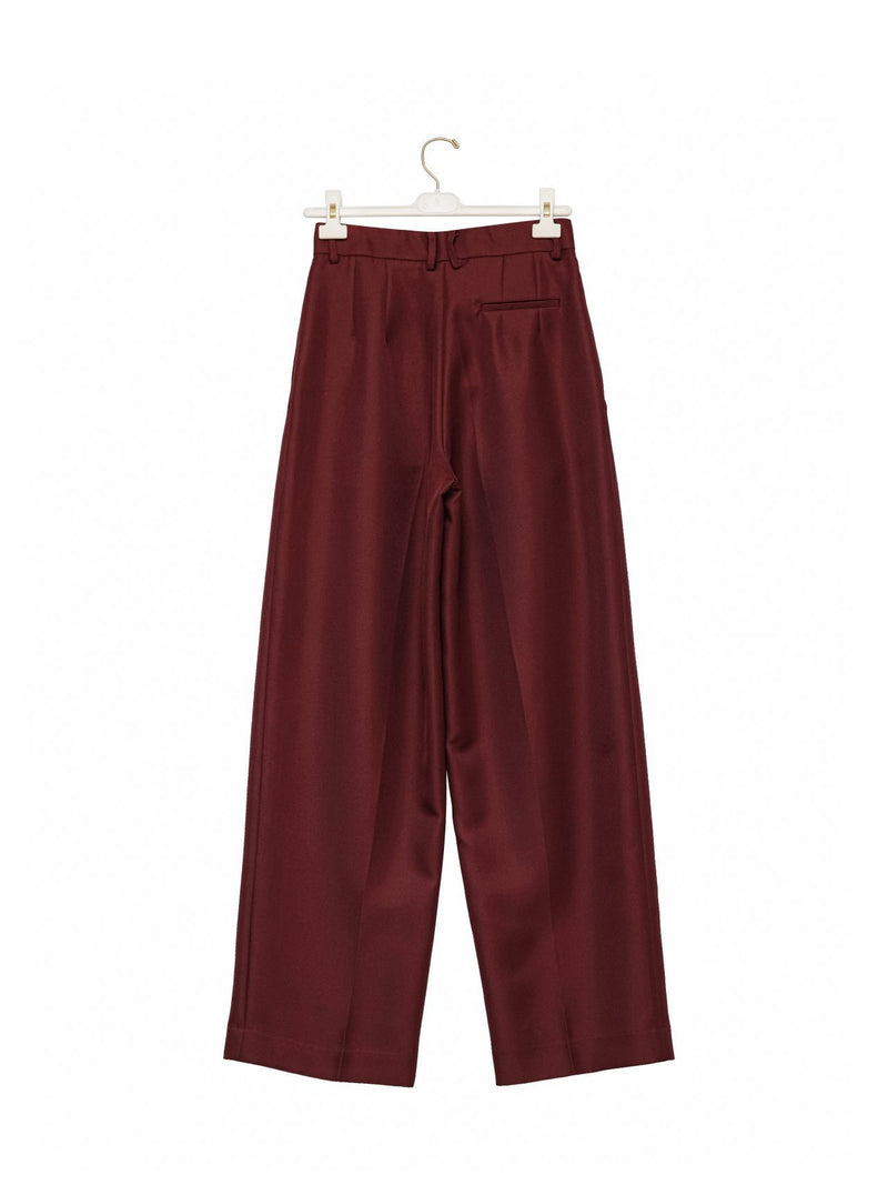 LOW WAISTED DOUBLE PLEATED TWILL TROUSERS