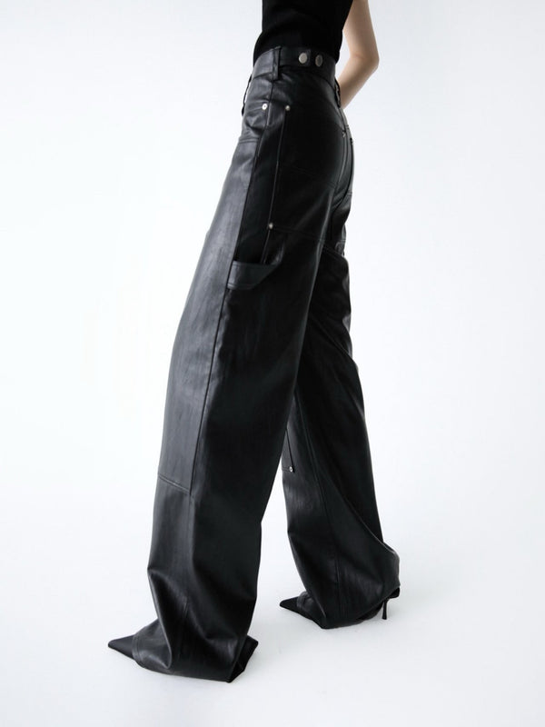 VIVID VEGAN LEATHER CARPENTER TROUSERS