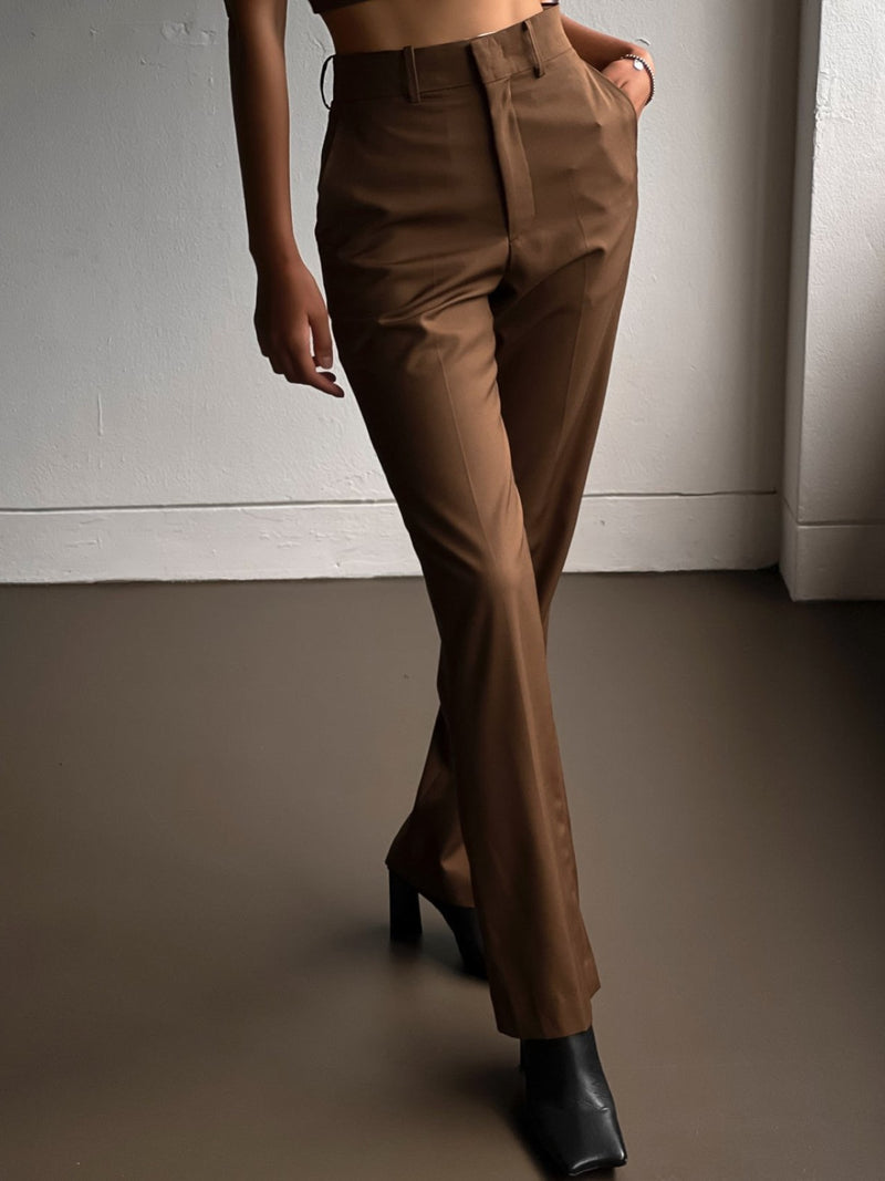 GABARDINE CROPPED TAILORED TROUSERS