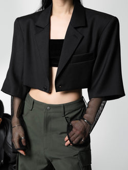 MESH SLEEVED CROPPED BLAZER