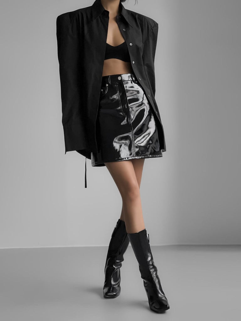 VEGAN LEATHER MIDI SKIRT – MINUSEY